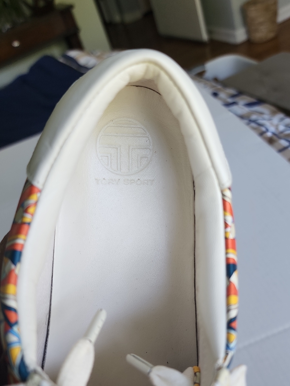 Tory Burch Sport Leather Low-Top Lace Up Sneakers Geometric Ruffle - Picture 12 of 12